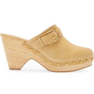 New Veronica Beard Hendrix Clogs Suede Wood